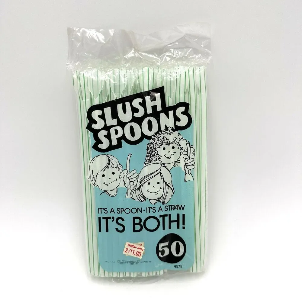 Slush Spoons It’s A Spoon It’s A Straw It’s Both 1984 Vintage 50 ct. Retro NOS
